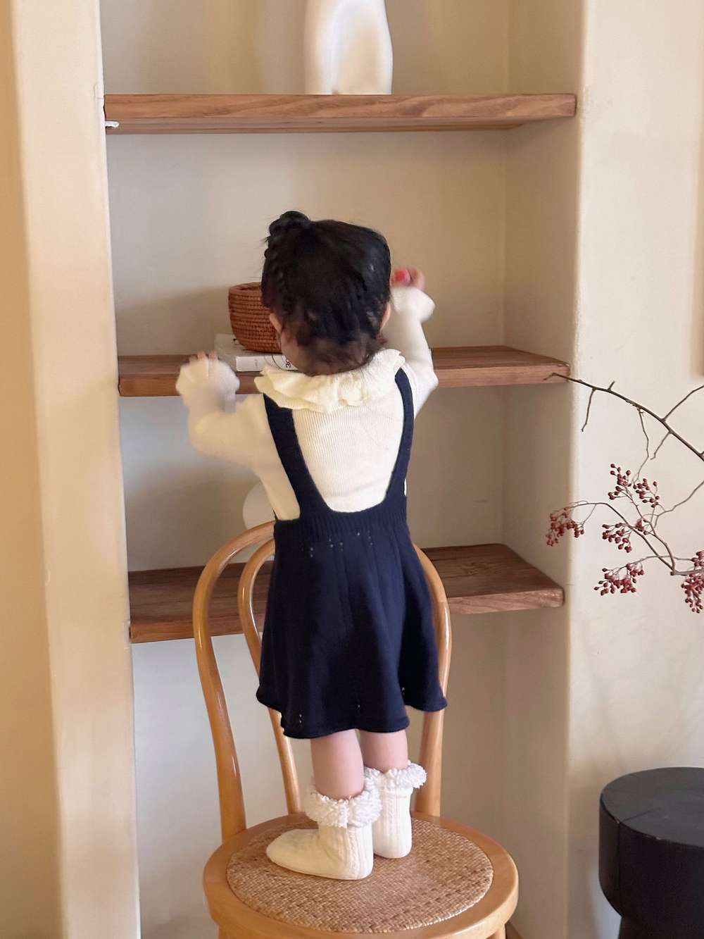 ノースリーブジャンパースカート クロシェ編み サス付き ニットワンピース【mh0011517】