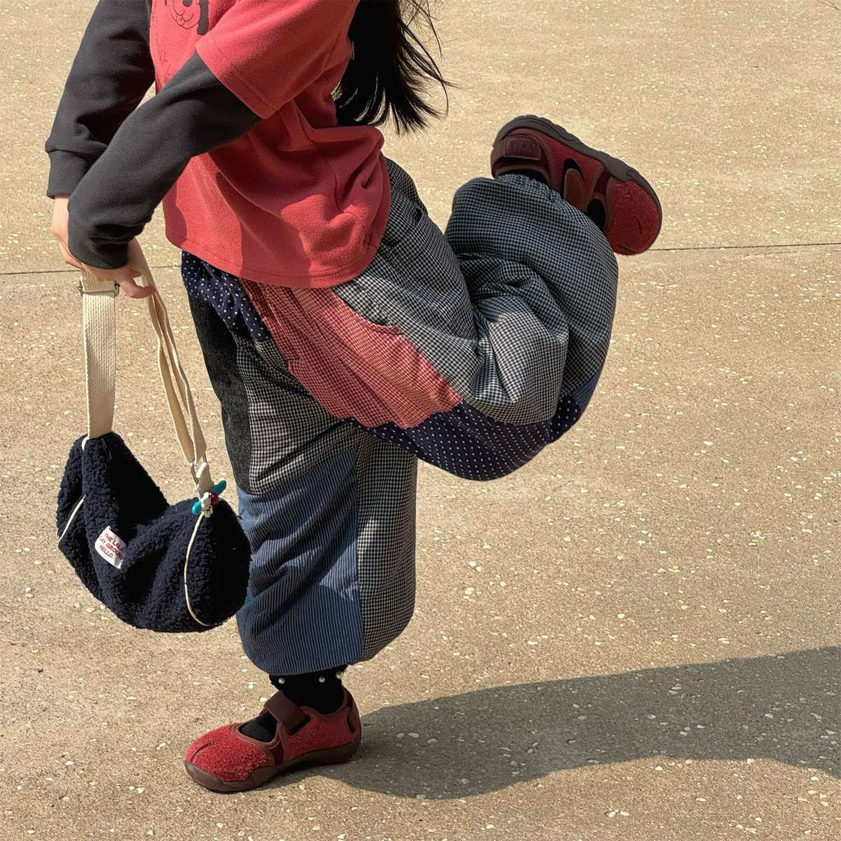 -パッチワークロングパンツ デニム調 キルティング 中綿入り【mh0011424】 - mamahalo shop - ロングパンツ・スウェットパンツ -  べビー服 - 子供服 - 男の子 - 女の子