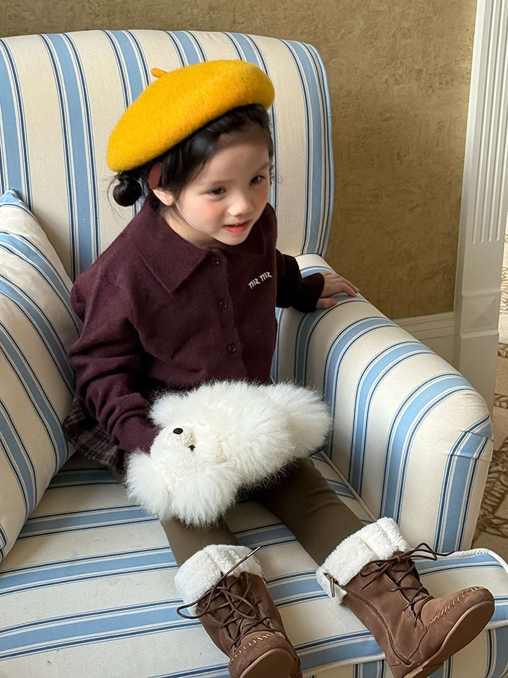 長袖ニットシャツ アルファベット刺繍 ポロシャツ【mh0011460】