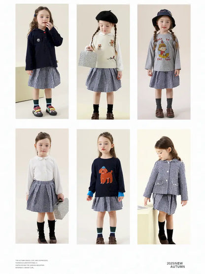 -フレンチスタイルチェックジャケット/ボックスプリーツスカート スーツ【mh0011299】 - mamahalo shop - 長袖セットアップ -  べビー服 - 子供服 - 男の子 - 女の子