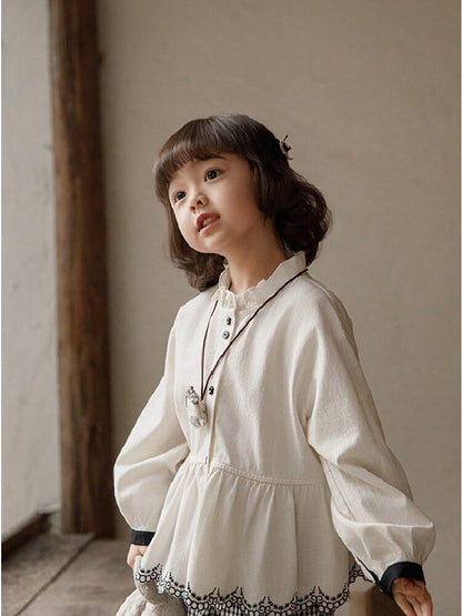 Embroidered Blouse Gingham Pants 裾刺繍 ブラウス ギンガム パンツ セットアップ【mh0012727】
