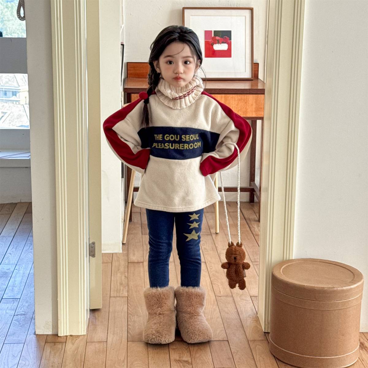 -裏起毛レギンス 星スタープリント 無地 暖かスパッツ ロングパンツ【mh0011406】 - mamahalo shop - レギンスパンツ -  べビー服 - 子供服 - 男の子 - 女の子