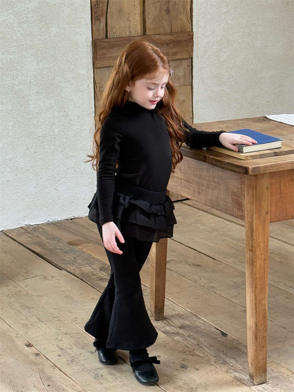 -裏起毛ニットフレアパンツ 防寒あったかベルボトムパンツ【mh0011439】 - mamahalo shop - レギンスパンツ -  べビー服 - 子供服 - 男の子 - 女の子