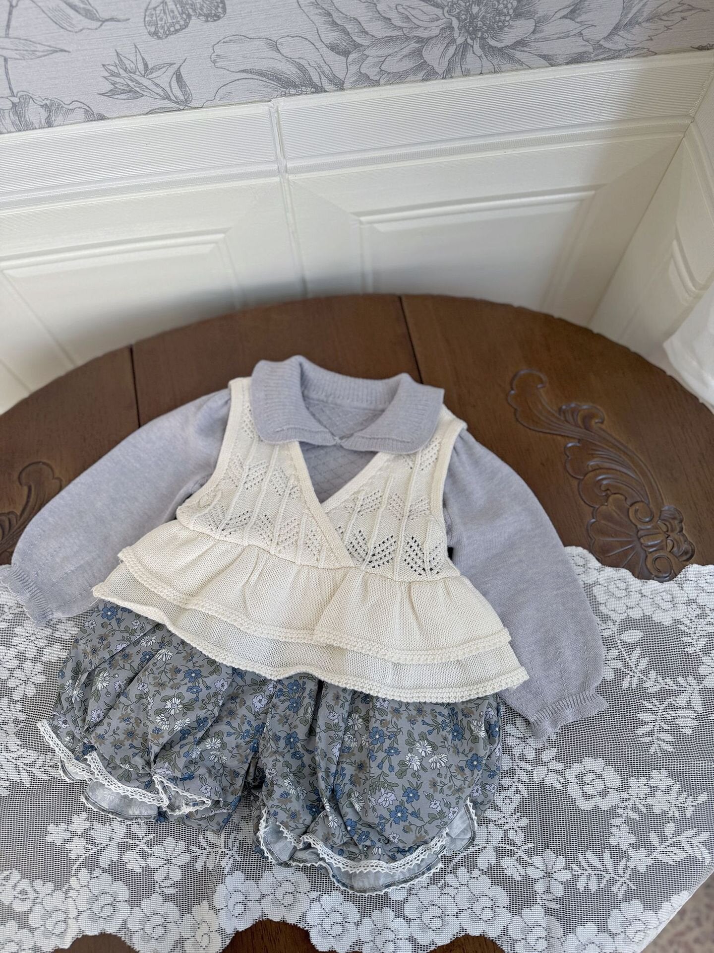 Ruffled Knitted Cotton Vest フリルニットベスト【mh0012107】