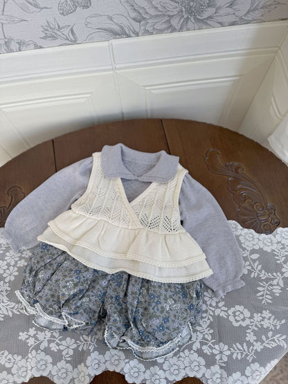 Ruffled Knitted Cotton Vest フリルニットベスト【mh0012107】