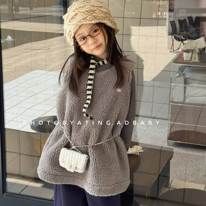 -シープボアジャンパースカート ノースリーブ ふわふわ素材 ワンピース【mh0011420】 - mamahalo shop - ノースリーブワンピース -  べビー服 - 子供服 - 男の子 - 女の子