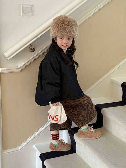 長袖デニムブルゾンジャケット | 中綿入り裏地付き | リブ袖 | 厚手冬アウター【mh0011469】