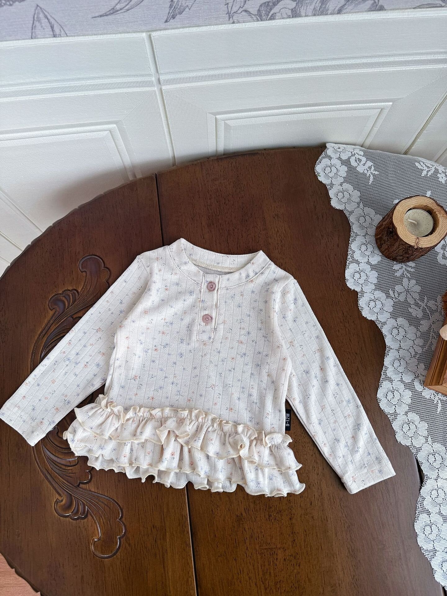 Floral Print Knitted T-Shirt 花柄 ニット Tシャツ ドールカラー【mh0012159】