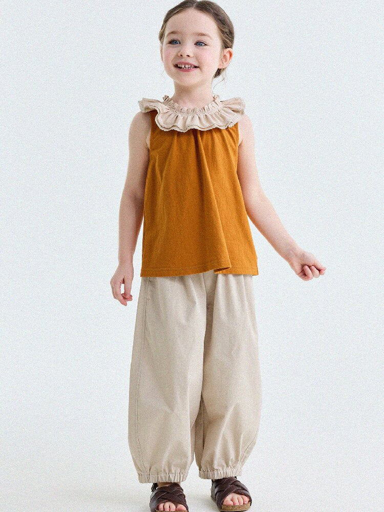 Ruffle Collar Cotton Vest フリルカラー ノースリーブブラウス【mh0013202】