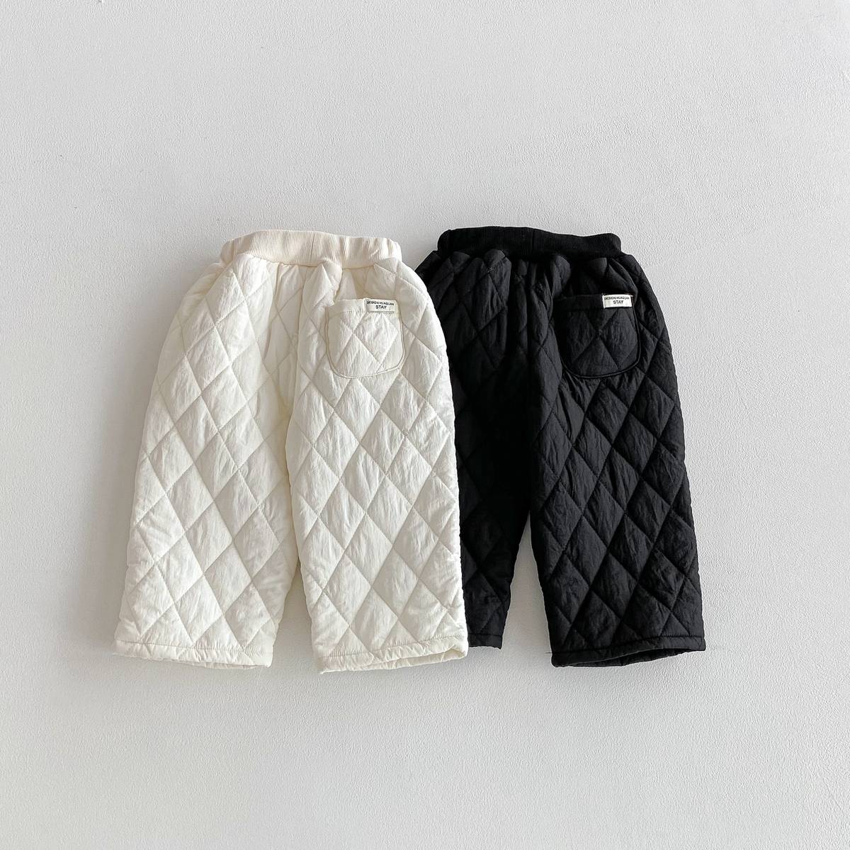 -長袖キルティングジャケット+パンツ セットアップ 2点セット 防寒 中綿ダイヤ柄【mh0011387】 - mamahalo shop - 長袖セットアップ -  べビー服 - 子供服 - 男の子 - 女の子