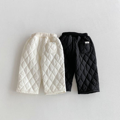 -長袖キルティングジャケット+パンツ セットアップ 2点セット 防寒 中綿ダイヤ柄【mh0011387】 - mamahalo shop - 長袖セットアップ -  べビー服 - 子供服 - 男の子 - 女の子