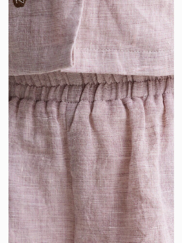 Embroidered Linen Sleeveless Shirt Shorts フルーツ刺繍 ノースリーブシャツ ショートパンツ【mh0013187】