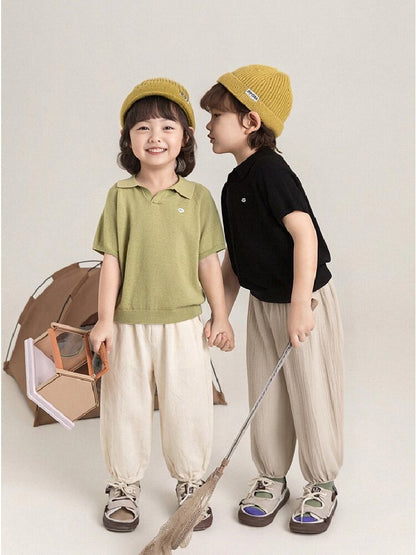 Simple Knit Polo Shirt Short Sleeve サマーニット Vネック ポロシャツ【mh0012737】