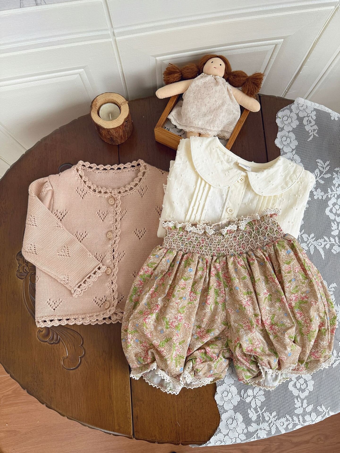 Hand-Knit Style Lace Cardigan クロシェ風 レース カーディガン【mh0012157】