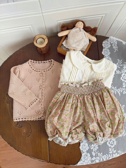 Hand-Knit Style Lace Cardigan クロシェ風 レース カーディガン【mh0012157】