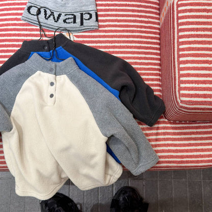 -長袖Tシャツ フリース素材 ラグラン袖 プリントロゴ ハイネック【mh0011410】 - mamahalo shop - 長袖Tシャツ -  べビー服 - 子供服 - 男の子 - 女の子