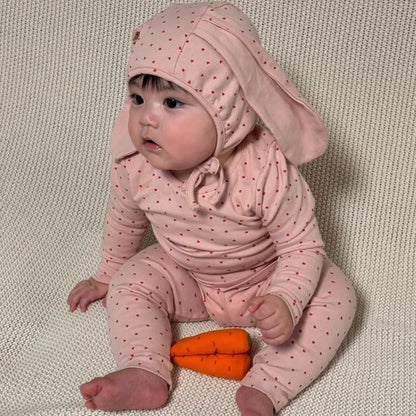 -ハートプリントトップス+レギンスセット うさ耳帽子 3点セット【mh0011177】 - mamahalo shop - 長袖セットアップ -  べビー服 - 子供服 - 男の子 - 女の子