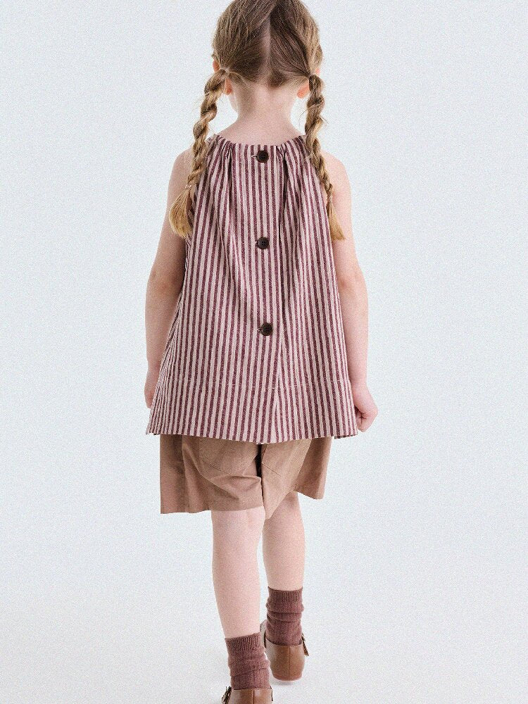 Striped Halterneck Cotton Linen Top ストライプ柄 ノースリーブトップス【mh0013198】