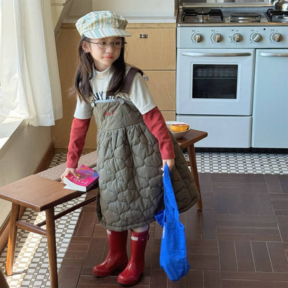 -キルティング サロペットスカート ジャンパースカート 中綿入り【mh0011419】 - mamahalo shop - ノースリーブワンピース -  べビー服 - 子供服 - 男の子 - 女の子