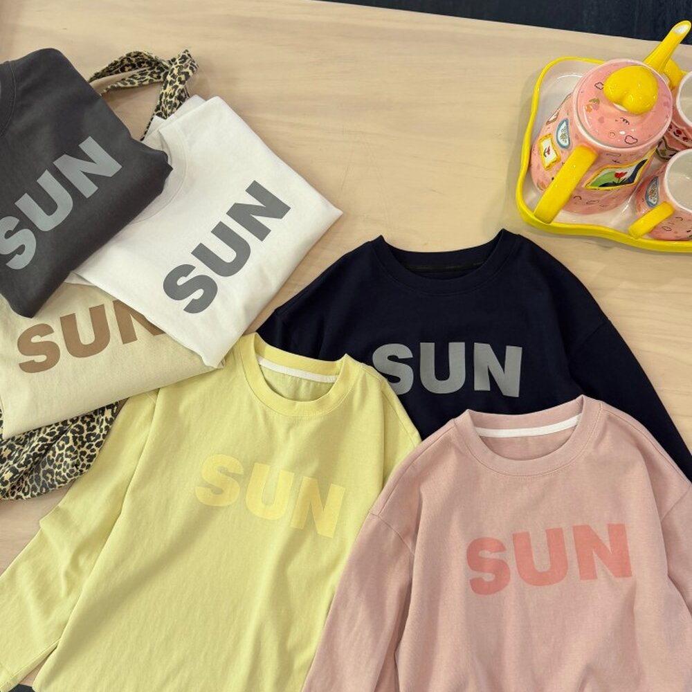 キッズ ジュニア 英字ロゴ プリント クルーネック 長袖Tシャツ【mh0014421】