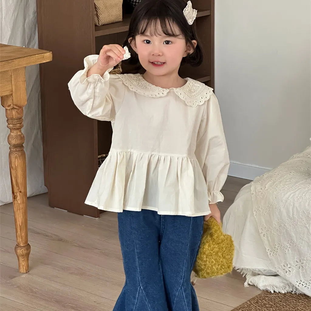 -切替デザインデニムフレアベルボトムパンツ【mh0011256】 - mamahalo shop - デニムパンツ -  べビー服 - 子供服 - 男の子 - 女の子