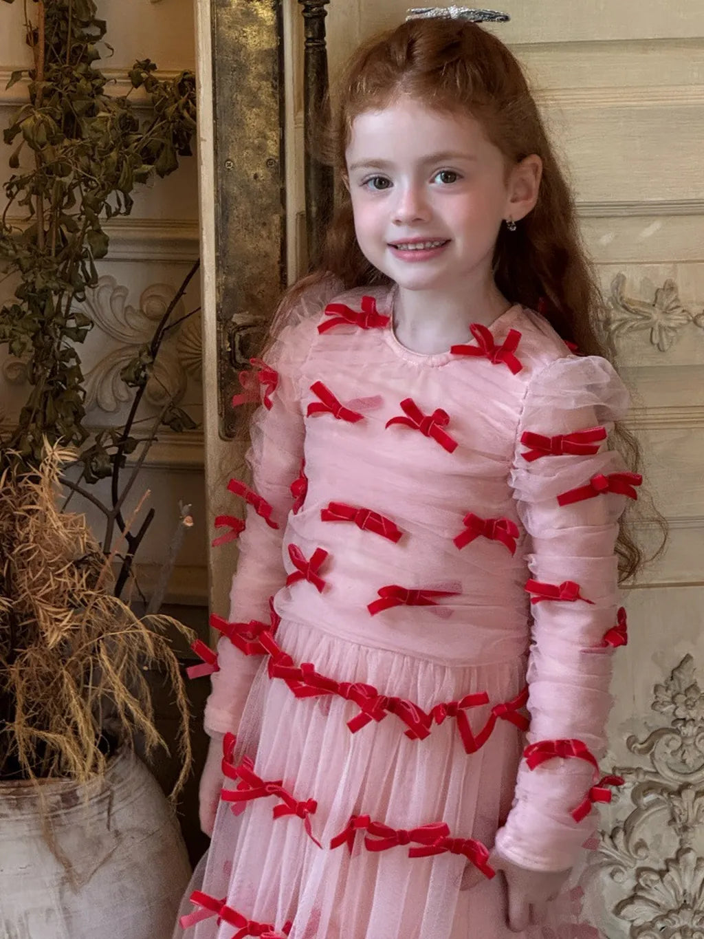 -ベロアリボンチュールロングドレスワンピース【mh0011210】 - mamahalo shop - 長袖ワンピース -  べビー服 - 子供服 - 男の子 - 女の子