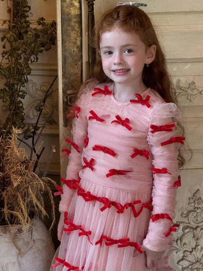 -ベロアリボンチュールロングドレスワンピース【mh0011210】 - mamahalo shop - 長袖ワンピース -  べビー服 - 子供服 - 男の子 - 女の子