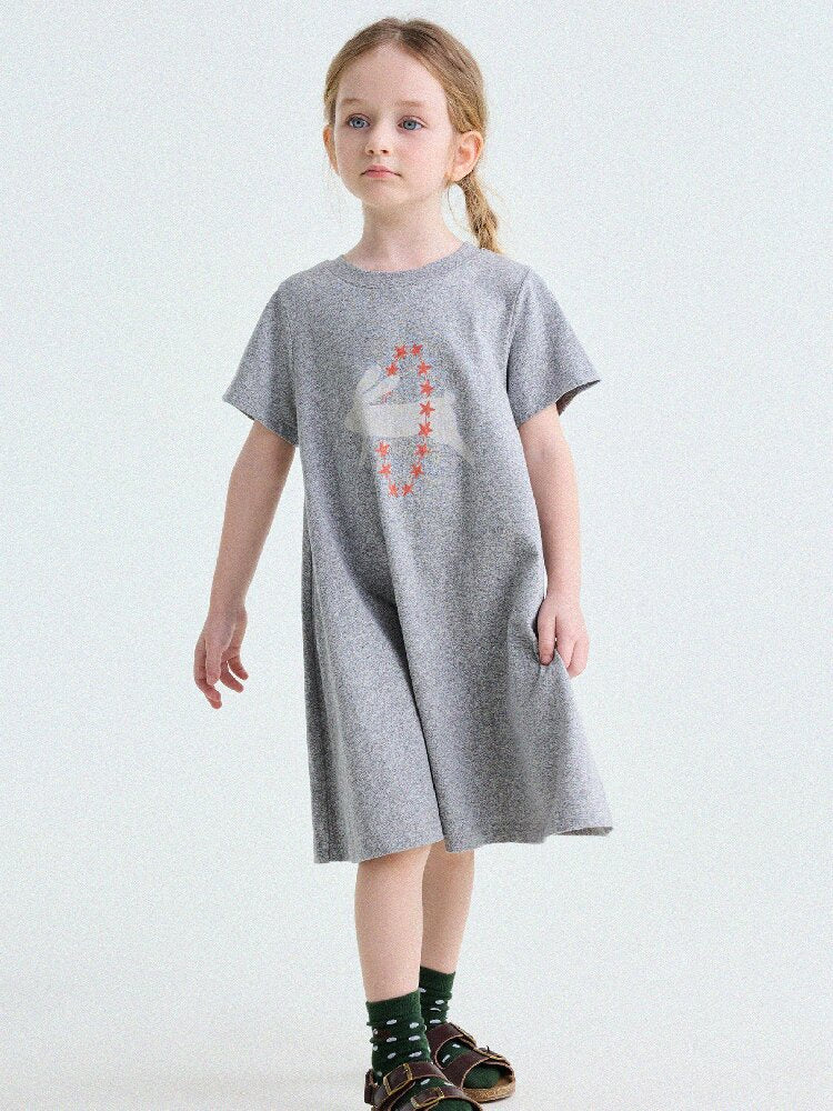 Rabbit Print A-line T-shirt Dress Aライン 半袖ワンピース【mh0013189】