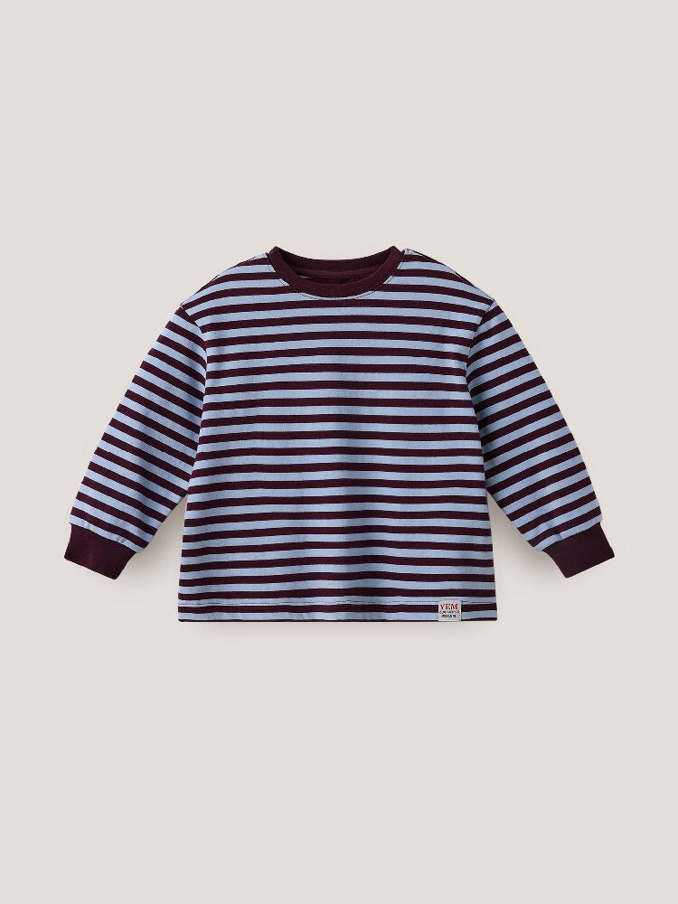 キッズ ジュニア ボーダー柄 チェーン刺繍 長袖Tシャツ【mh0014264】