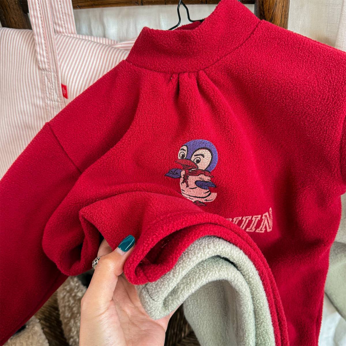 -長袖Tシャツ フリース素材 ハイネック ペンギン刺繍 プルオーバー【mh0011407】 - mamahalo shop - 長袖Tシャツ -  べビー服 - 子供服 - 男の子 - 女の子