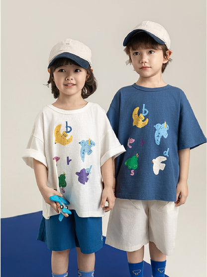 Bird Print Cotton Tee & Wide Shorts 小鳥プリント 半袖Tシャツ ショートパンツ【mh0012729】