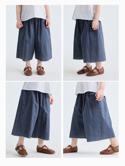 Embroidered Blouse and Polka Dot Pants スカラップ ドット柄 ブラウス ロングパンツ【mh0013194】