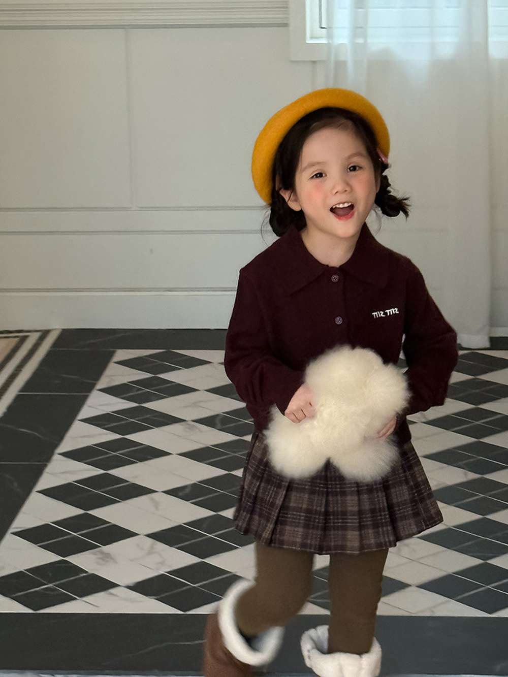 長袖ニットシャツ アルファベット刺繍 ポロシャツ【mh0011460】