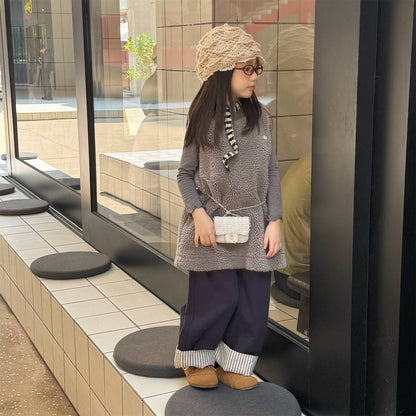 -シープボアジャンパースカート ノースリーブ ふわふわ素材 ワンピース【mh0011420】 - mamahalo shop - ノースリーブワンピース -  べビー服 - 子供服 - 男の子 - 女の子