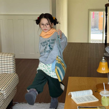 -フリーススウェットパンツ サイドレースデザイン あったか長ズボン【mh0011427】 - mamahalo shop - ロングパンツ・スウェットパンツ -  べビー服 - 子供服 - 男の子 - 女の子