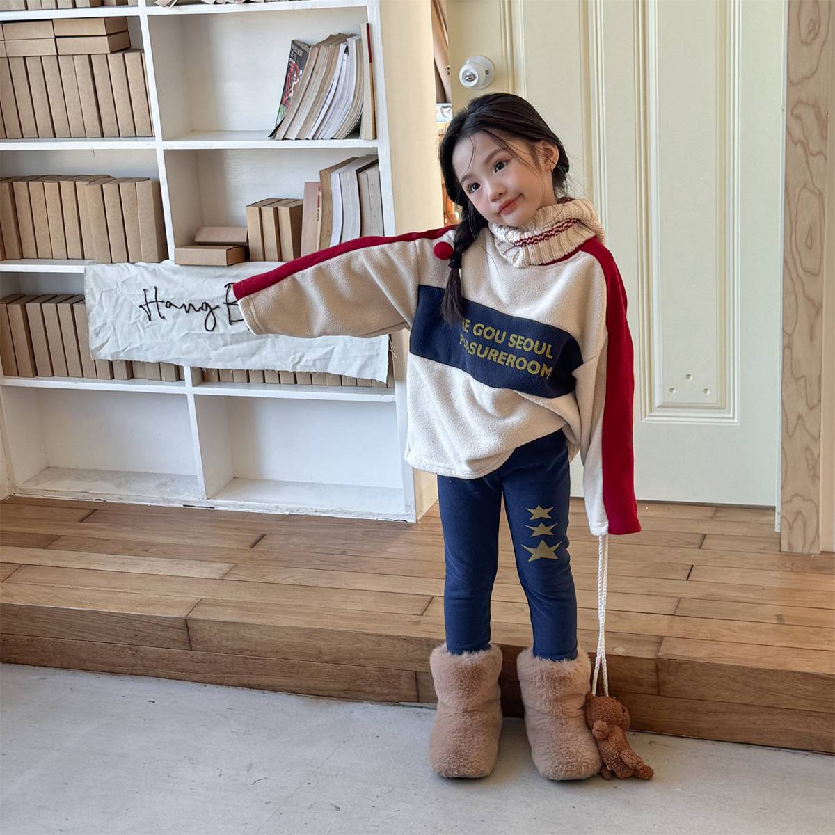 -裏起毛レギンス 星スタープリント 無地 暖かスパッツ ロングパンツ【mh0011406】 - mamahalo shop - レギンスパンツ -  べビー服 - 子供服 - 男の子 - 女の子