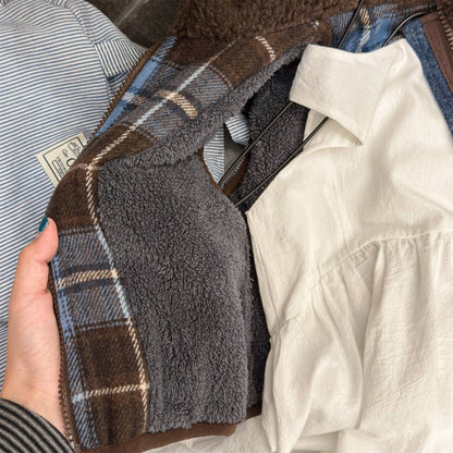 -チェック柄ベスト 裏ボア デニムポケット 中綿入り アウター【mh0011418】 - mamahalo shop - ベスト -  べビー服 - 子供服 - 男の子 - 女の子