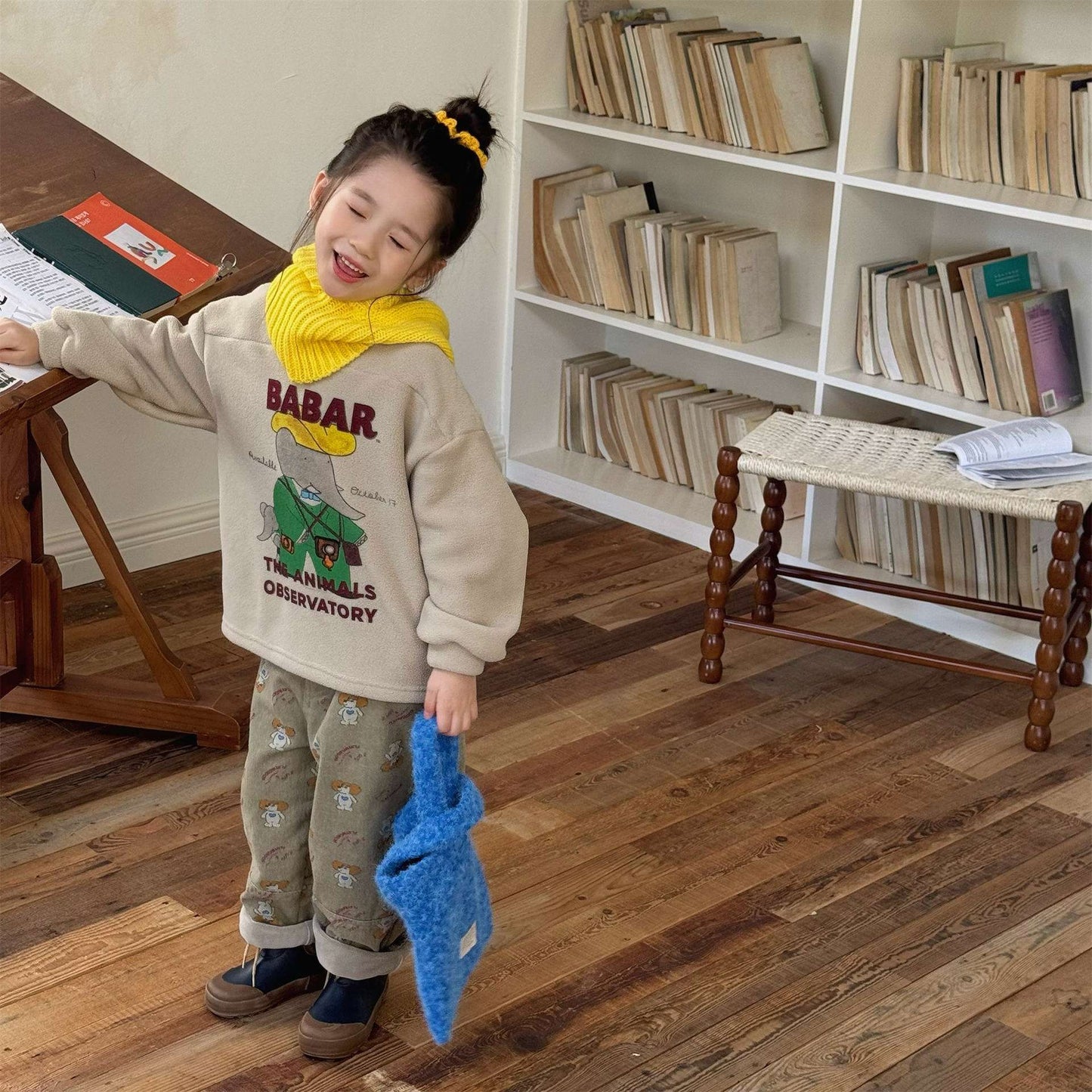 長袖フリーススウェット プリント トレーナー ゆるシルエット【mh0011435】