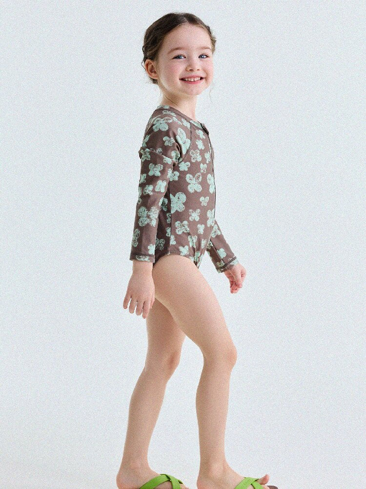 UPF50+ Sunscreen Long-Sleeved One-Piece Swimsuit ラッシュガード 長袖水着【mh0013191】