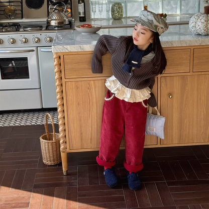 -コーデュロイロングパンツ 裏起毛 暖か長ズボン コットン素材【mh0011415】 - mamahalo shop - ロングパンツ・スウェットパンツ -  べビー服 - 子供服 - 男の子 - 女の子