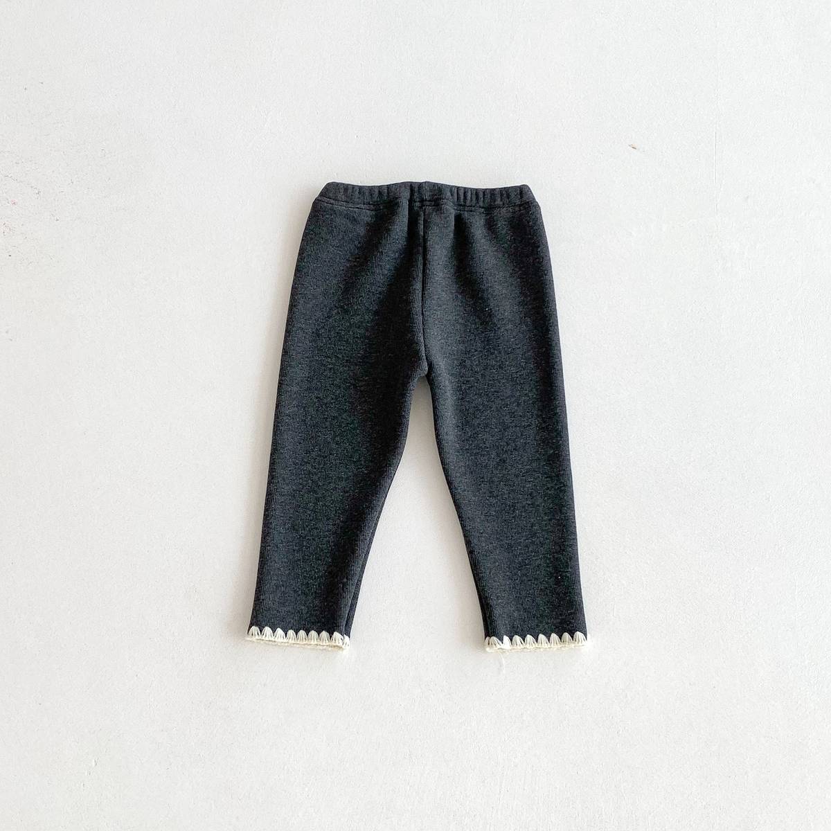 -ロングレギンスパンツ リブ生地 裏ボア あったか 裾メロウフリル スリムフィット【mh0011394】 - mamahalo shop - レギンスパンツ -  べビー服 - 子供服 - 男の子 - 女の子