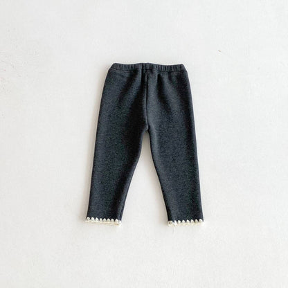 -ロングレギンスパンツ リブ生地 裏ボア あったか 裾メロウフリル スリムフィット【mh0011394】 - mamahalo shop - レギンスパンツ -  べビー服 - 子供服 - 男の子 - 女の子