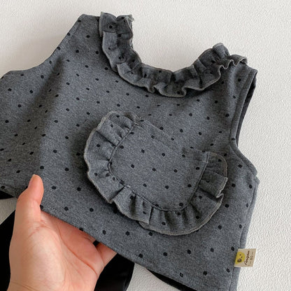 Conjunto de tres piezas de algodón con lunares [mh0012088]