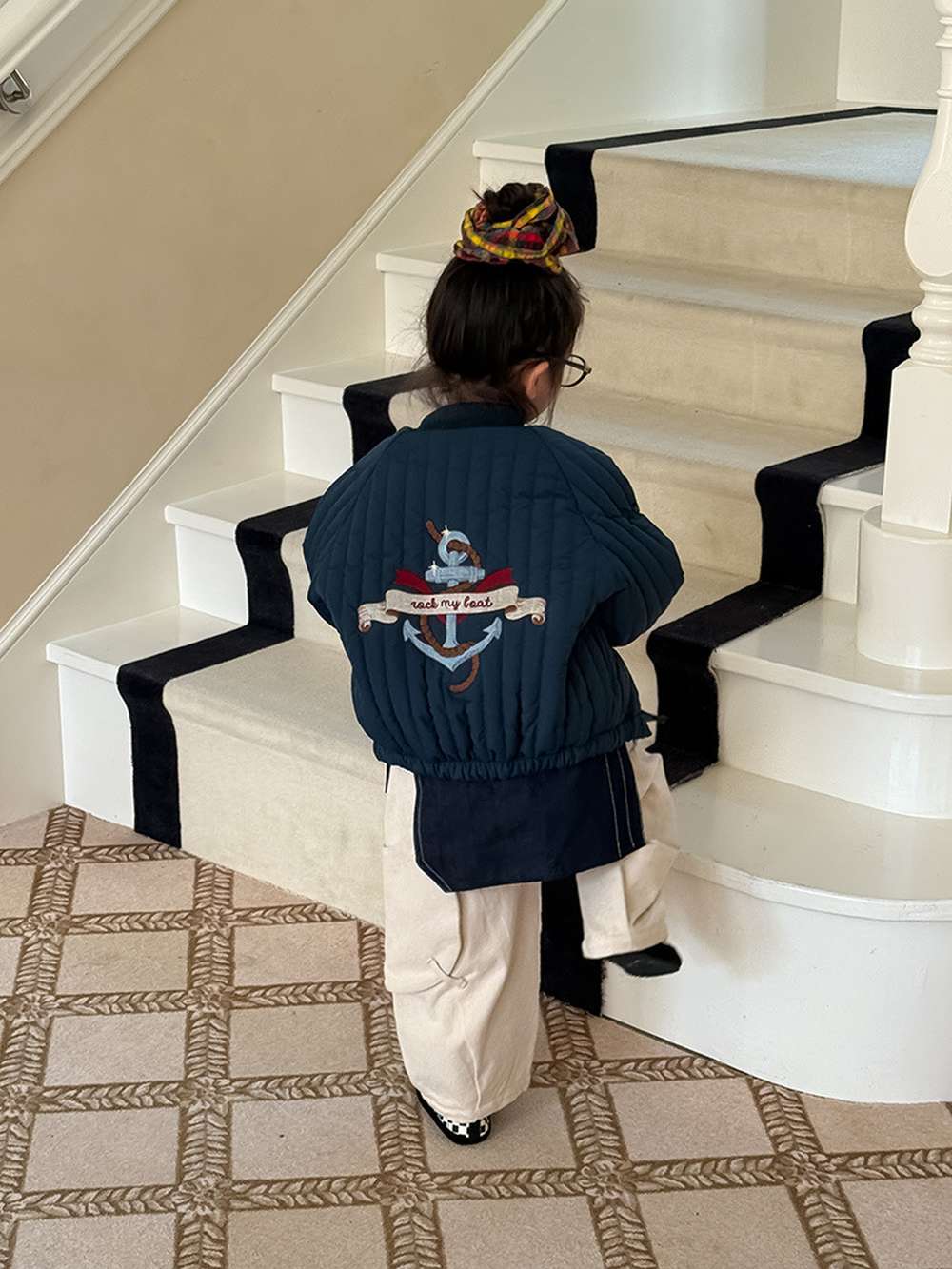 Long-sleeved quilted jacket | Padded and fully embroidered | Character print outerwear [mh0011467]