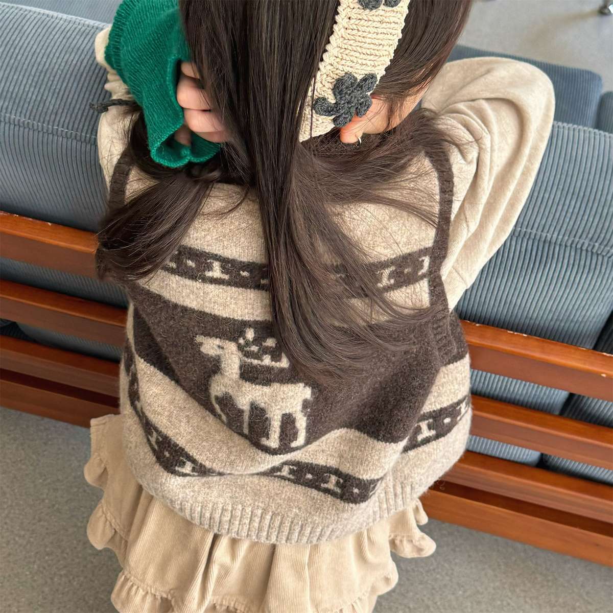 ニットベスト ジップアップ ノルディック柄 ノースリーブ トップス【mh0011429】