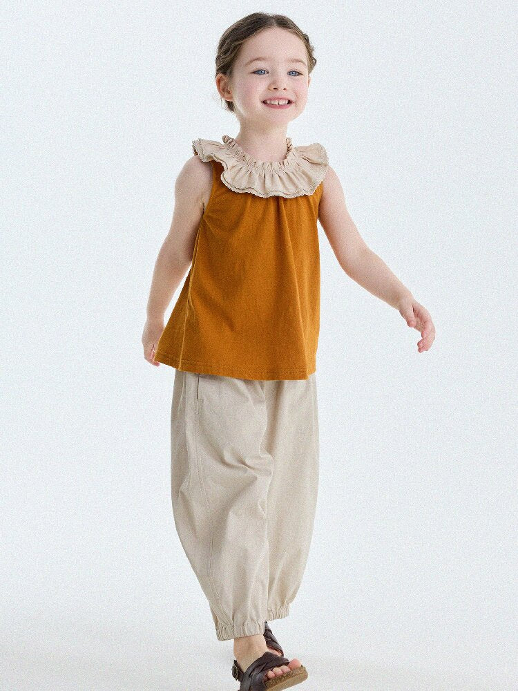 Ruffle Collar Cotton Vest フリルカラー ノースリーブブラウス【mh0013202】