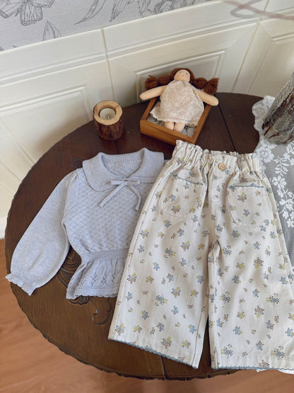 Lace Bow Cutout Sweater レース リボン 透かし編み セーター【mh0012158】