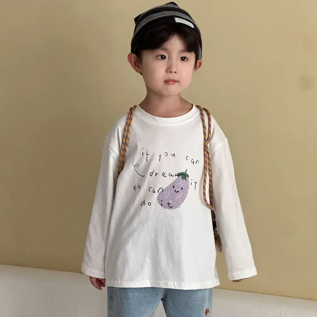 -手描き風イラスト長袖Tシャツ【mh0011229】 - mamahalo shop - 長袖Tシャツ -  べビー服 - 子供服 - 男の子 - 女の子