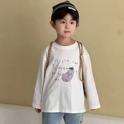 -手描き風イラスト長袖Tシャツ【mh0011229】 - mamahalo shop - 長袖Tシャツ -  べビー服 - 子供服 - 男の子 - 女の子