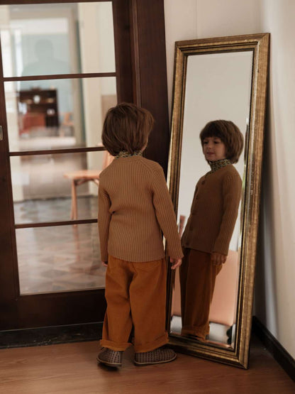 長袖カーディガン Vネック リブニット ベーシックトップス【mh0011548】